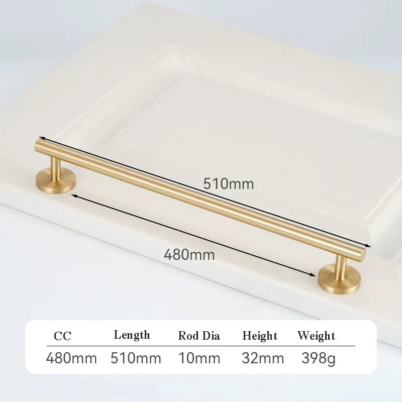 France Satin Gold Cabinet Handles – Solid Brass Kitchen Drawer Knobs and Door Pulls (130mm-510mm)