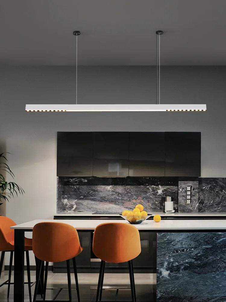 Sleek One-Word Chandelier - Minimalist Lighting for Dining Rooms, Kitchens, and Offices
