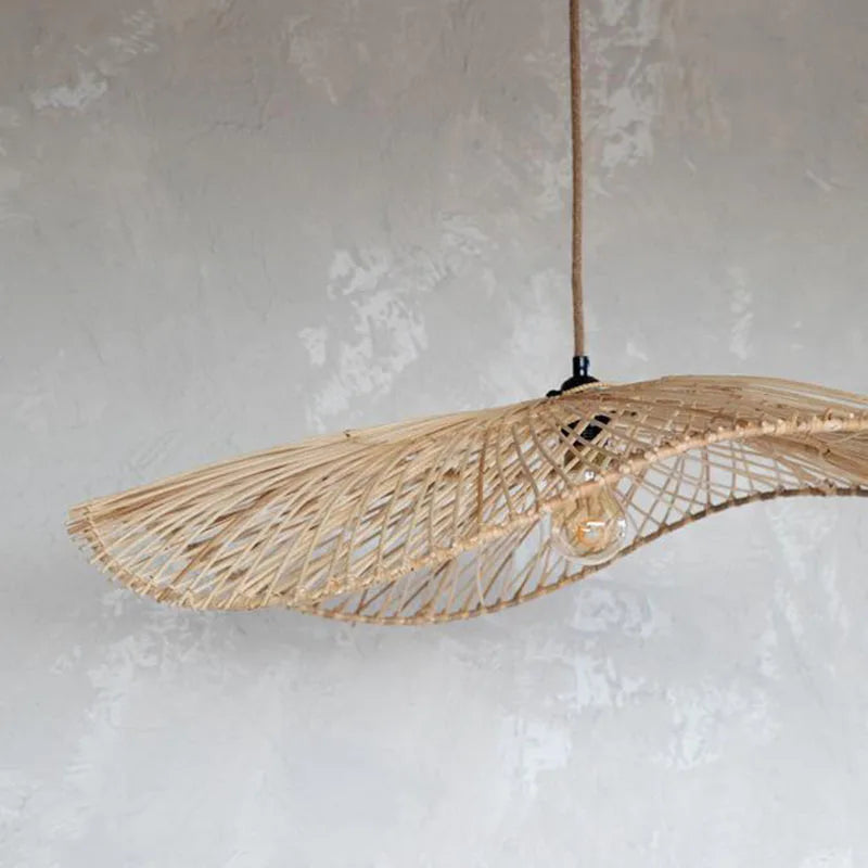 Handmade Art Rattan Pendant Lamp - Oriental Water Pattern Luminaire for Elegant Living Room and Bedroom Decor