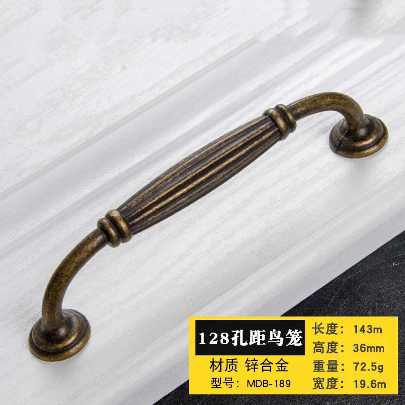 Antique Bronze Cabinet Handles - Retro Drawer Pulls, Vintage Zinc Alloy Kitchen Hardware for Furniture, Dresser, and Locker
