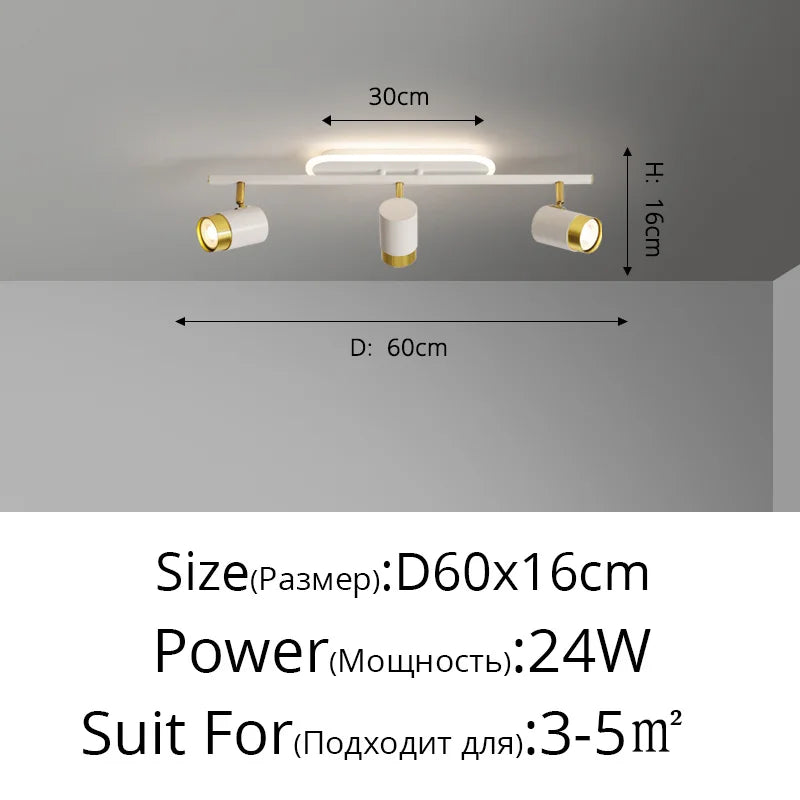 Corridor LED Chandelier With Spotlights - Nordic Strip Ceiling Lamp - Perfect for Living Room, Bedroom, Balcony - Home Decor Lighting Fixtures