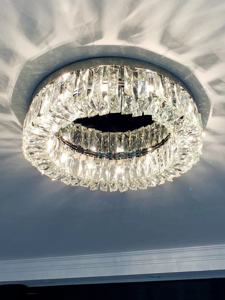 Simple Modern Clean Crystal Ceiling Lamp - New Design Light Luxury for Living Rooms and Bedrooms - Available in Gold and Silver - Nordic Style Elegance
