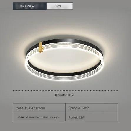 Modern Minimalist LED Bedroom Ceiling Lamp - Round LED Ceiling Lights with Remote Control for Home Indoor Decoration Lighting Fixtures