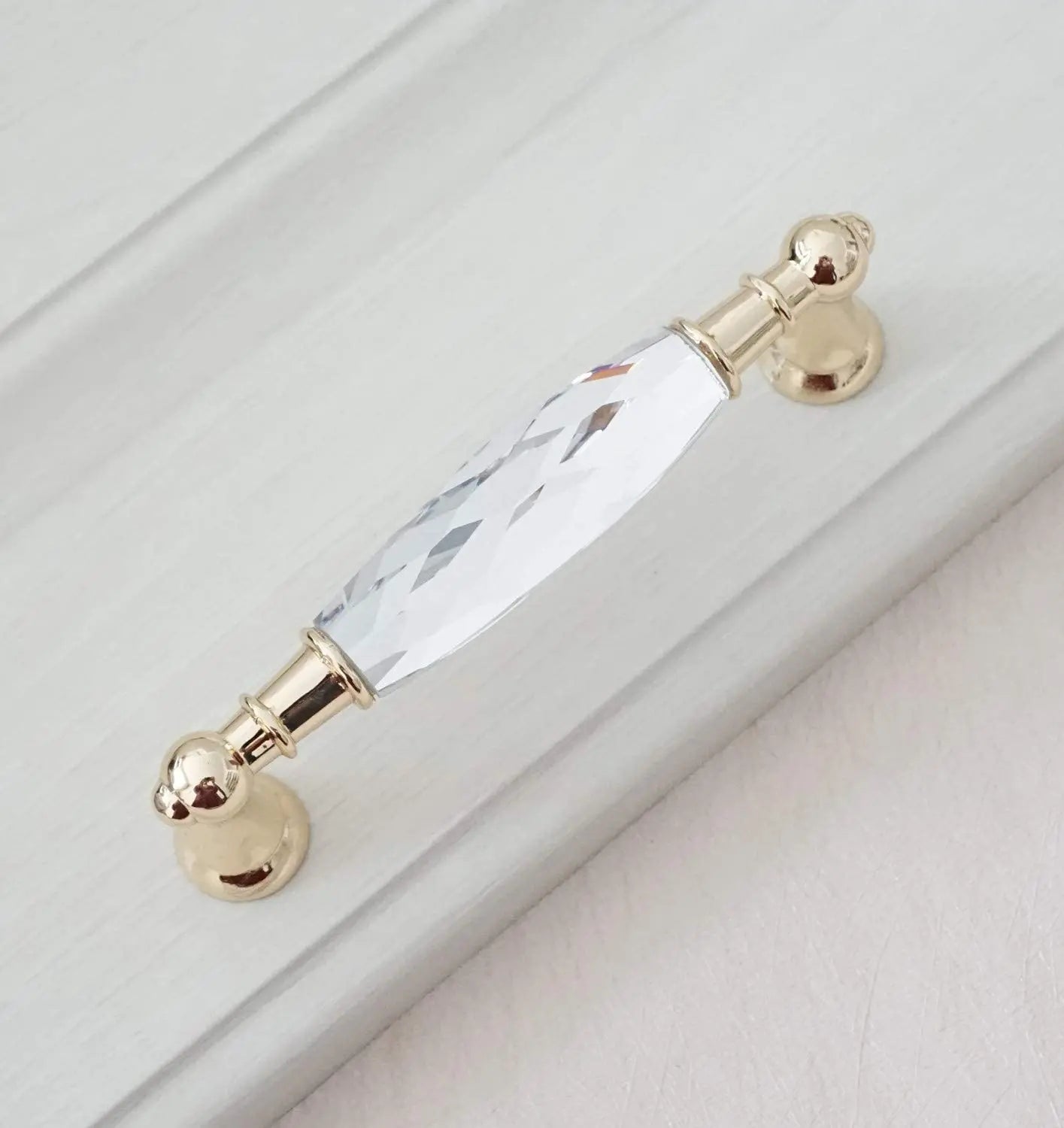 Modern Crystal Glass Drawer Handles – Gold and Black Cabinet Pulls for Dressers and Cupboards (96mm/128mm)