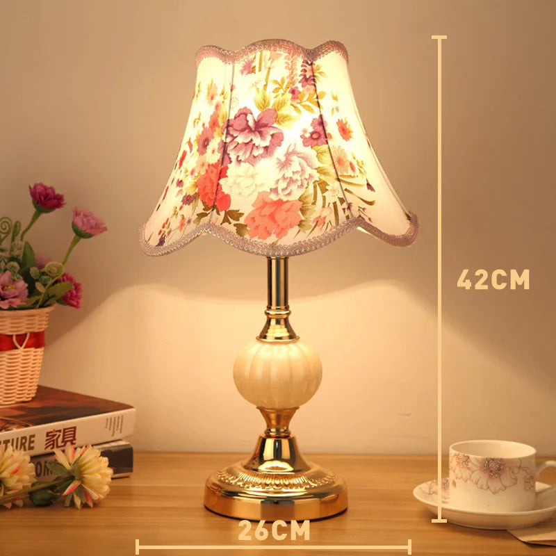 European-Style Glass Desk Lamp - Nordic Bedroom Bedside Lamp with Modern Retro Wrought Iron Design