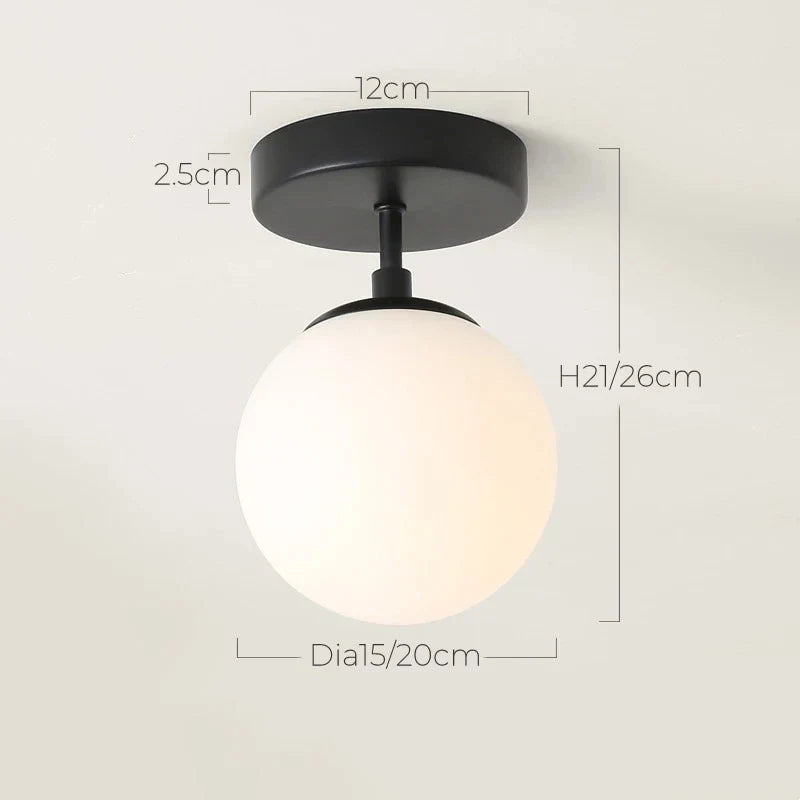 Modern Round Glass Ball Ceiling Lamp - Aisle and Corridor Surface Mounted Decor Ceiling Lights with Milky Frosted Glass Cover (G9/E27)