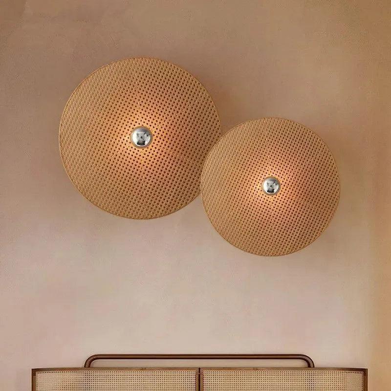 Tan Wall Lamp - Classic Japanese Bamboo Lamp for Timeless Home and Restaurant Lighting