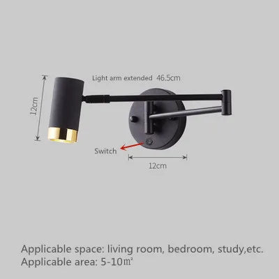 Modern Adjustable Wall Lamps - Swing Long Arm Design with Internal Wall Switch for Household Bedside Lighting, Enhance Your Decor with Stylish Sconce Lights