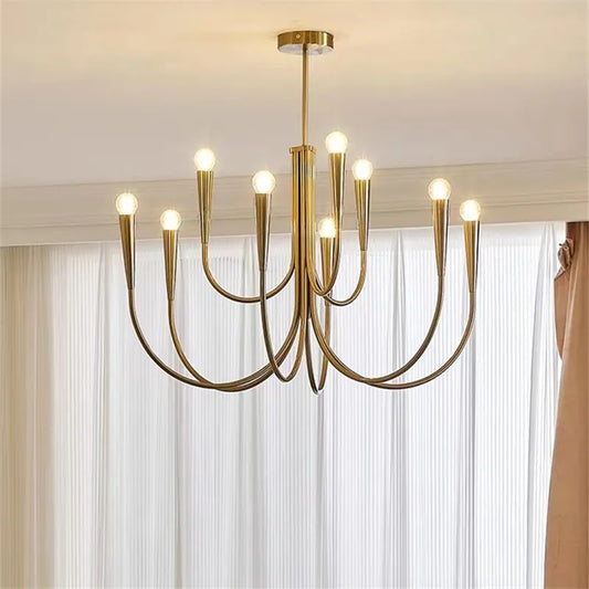 Swoop Arm Chandelier - Retro Elegance for Luxurious Living and Dining Spaces