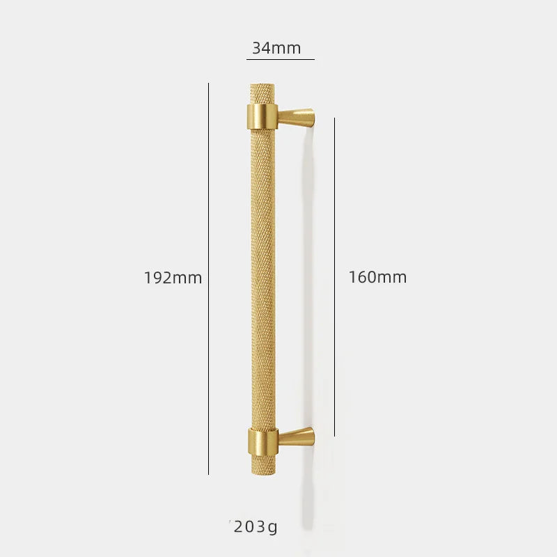 Solid Brass Knurled Furniture Handles – Textured Cabinet Knobs and Wardrobe Pull Bars