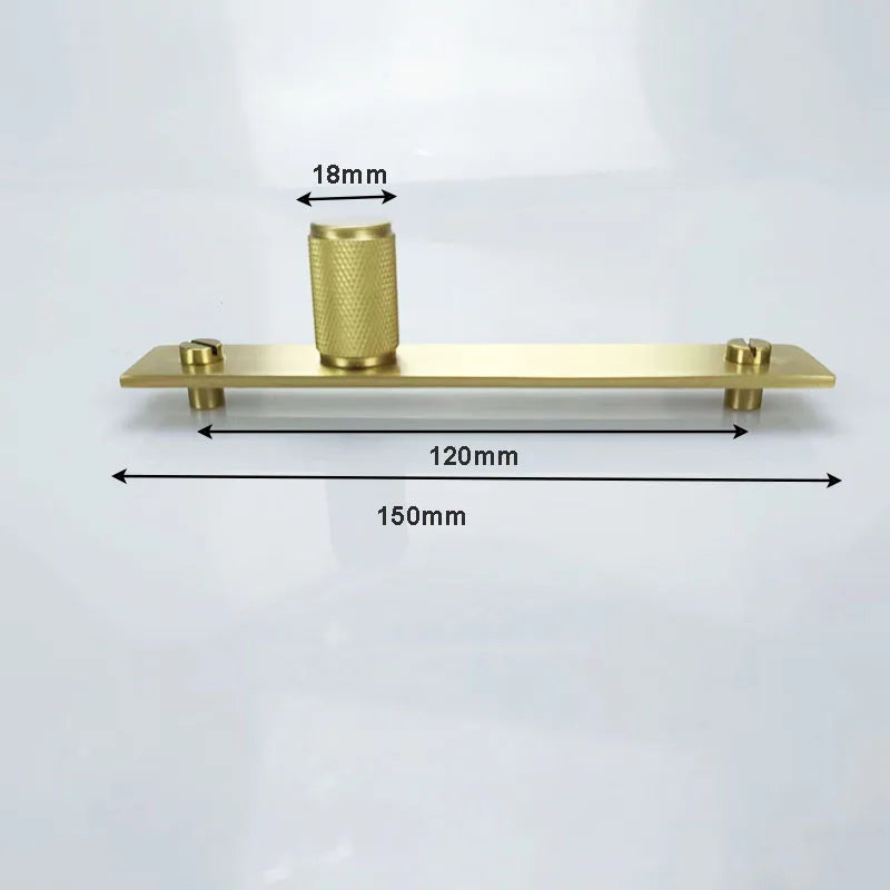 Gold Brass Handle with Plate – Knurled Cabinet Knobs and Modern Furniture Pulls