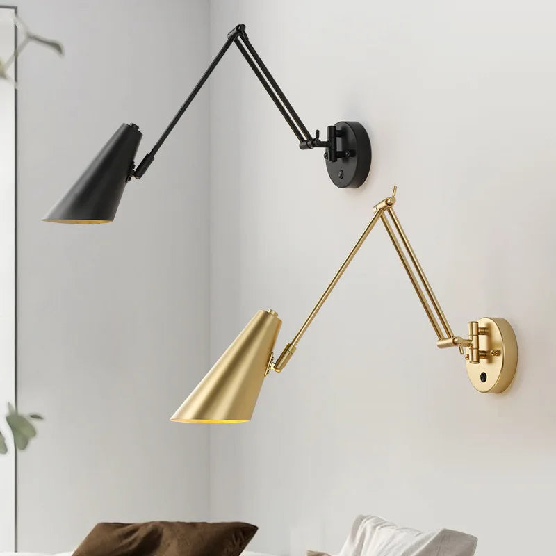 Modern Adjustable Wall Lamps - Swing Long Arm Design with Internal Wall Switch for Household Bedside Lighting, Enhance Your Decor with Stylish Sconce Lights