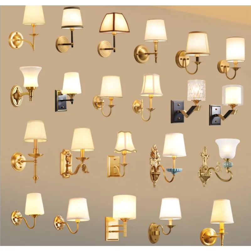 Eleanor - Full Copper American Wall Lamp Bedroom Bedside Lamp European Lighting Modern Simple Living Room Creative Corridor