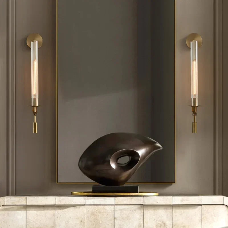 Contemporary LED Wall Lamps - Stylish Brass Wall Sconce Fixtures for Creative Aisle, Bedroom, and Living Room Decoration, Perfect for Background Decor and Lighting