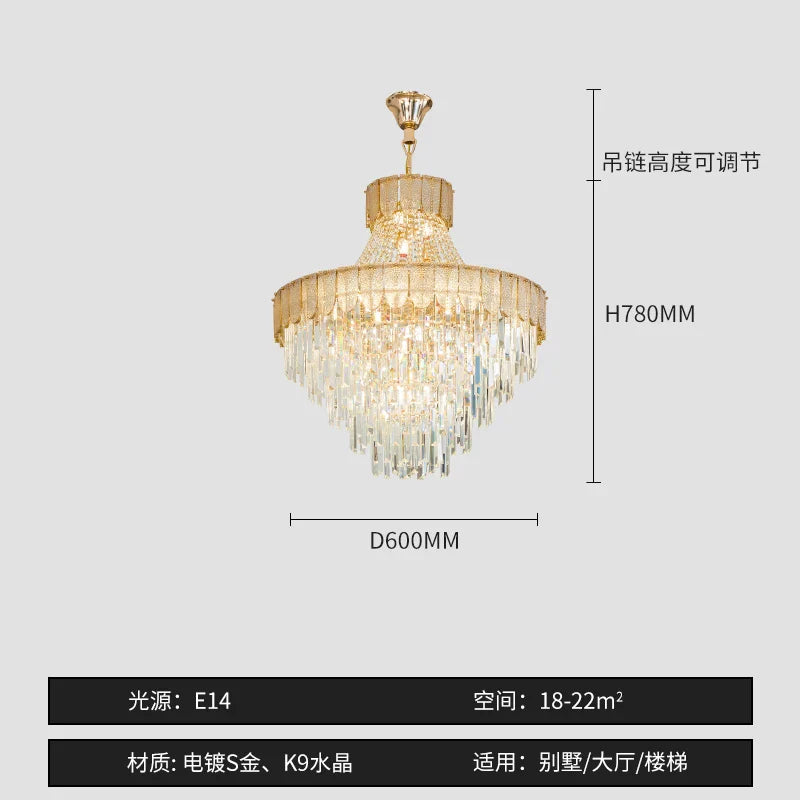 High-End Crystal Chandelier - Artistic Lighting for Living and Dining Spaces, Luxury Hotels, and Duplex Homes