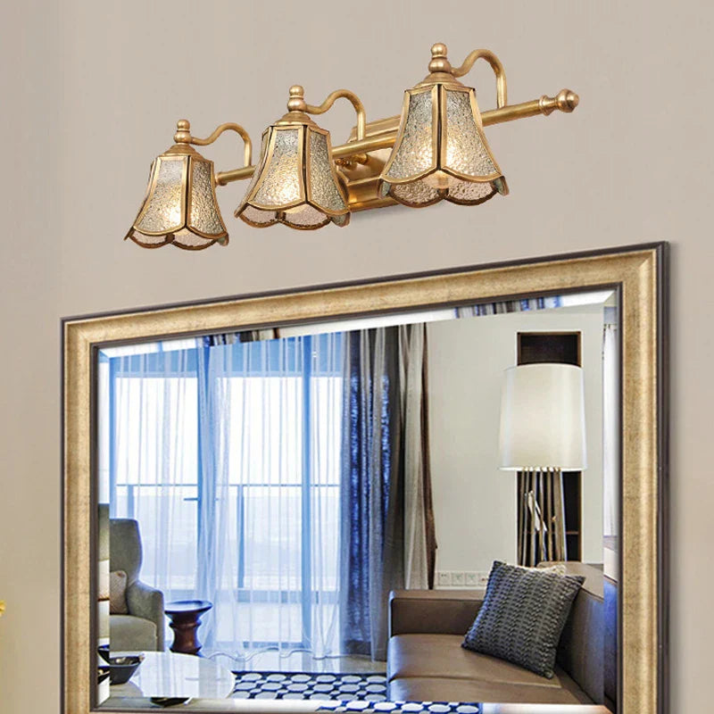 European-Style Mirror Cabinet Light 52CM E14 - Elegant Bedroom and Bathroom Lamp with Golden Finish