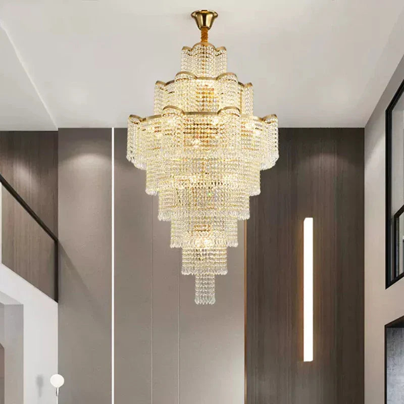Modern Luxury Long Chandelier - Opulent Illumination for Staircases, Villa Lobbies, High Ceilings, and Grand Spaces