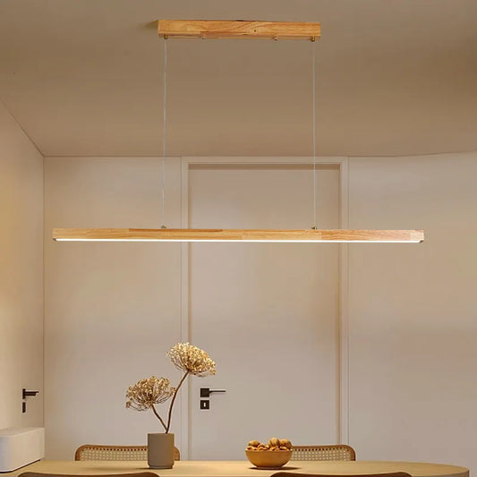 Sleek Wooden Dining Room Chandelier - Modern Minimalist Lighting for Dining Tables, Bars, and More