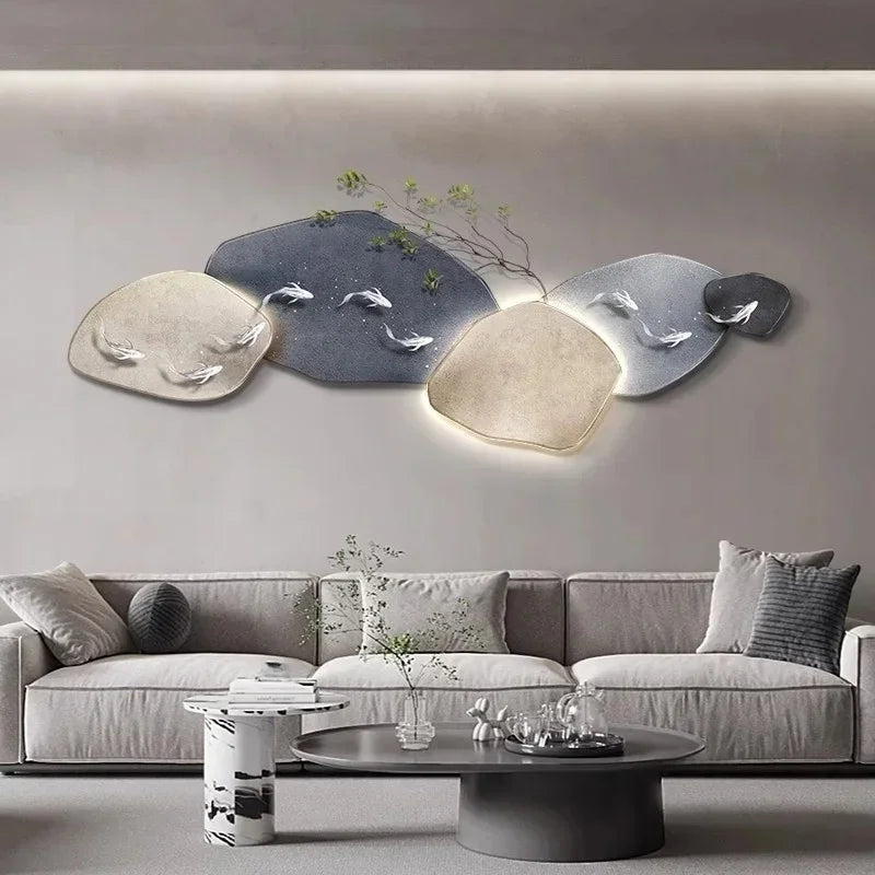 Dlight Decor 3D Nine Fish Wall Lamp Mural Art