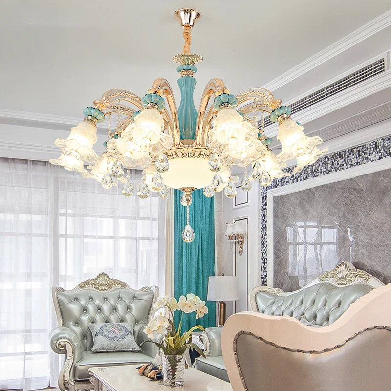 Elegant European-Style Crystal Chandelier - A Romantic and Fashionable Lighting Fixture for Living Rooms, Bedrooms, Dining Rooms, Studies, and Villa Duplexes