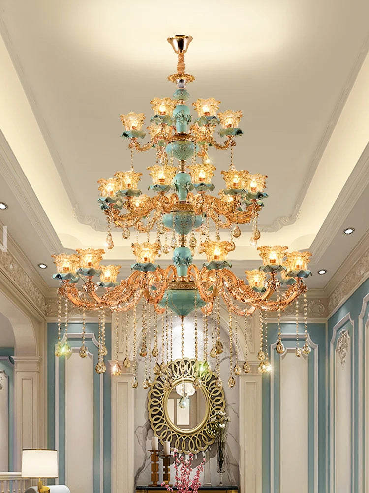 European-Style Duplex Building Chandelier - Elegance for Living Rooms, Hotels, and Ceramic Staircases