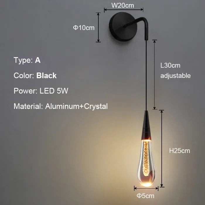 Italian Crystal Wall Lights - LED Creative Raindrops Wall Lamp for Restaurant, Bedroom, Bedside Decor, Corridor Cristal Sconces Lamp