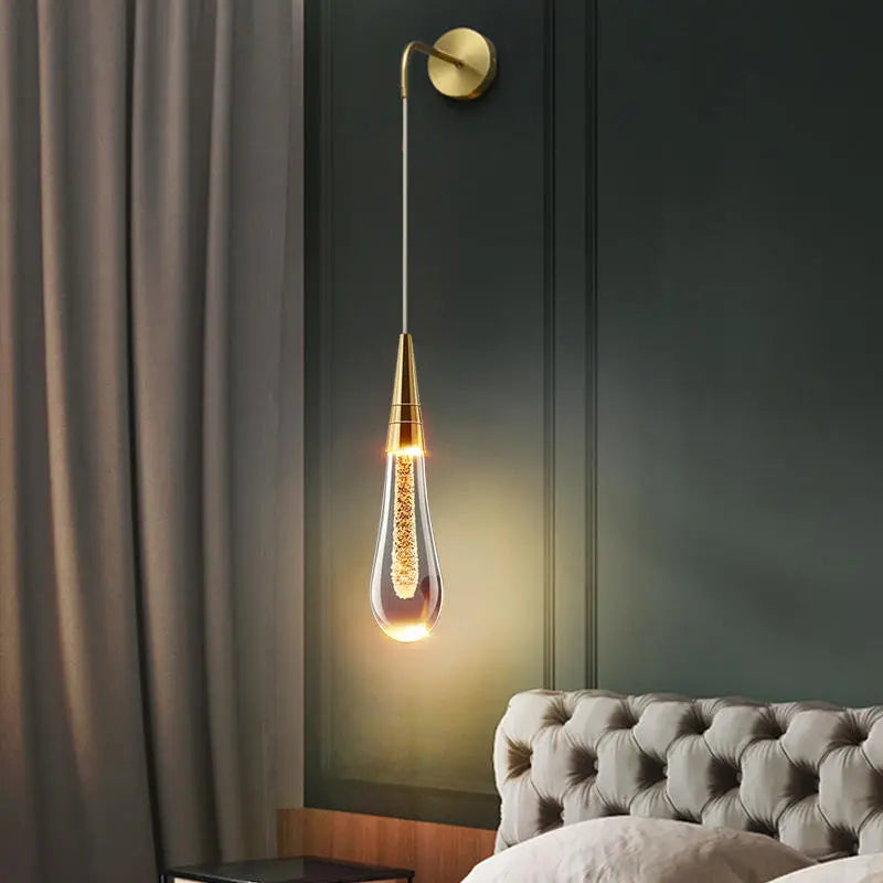 Post-Modern Crystal Wall Lights - Glass LED Creative Raindrops Wall Lamp for Restaurant, Bedroom, Bedside, Corridor Wall Sconces Lamp