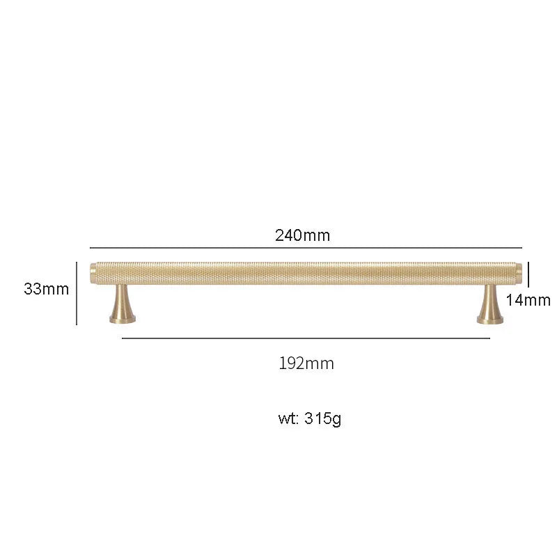 Gold Knurled Brass Kitchen Cabinet Handles – T-Bar Drawer Pulls and Copper Knobs (14mm Diameter)
