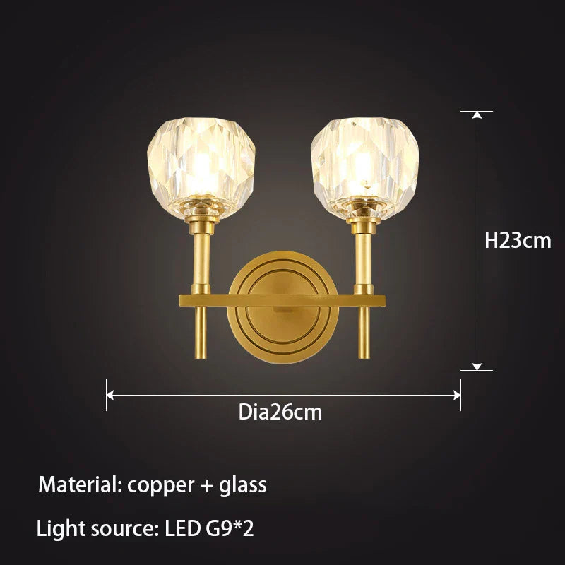 Olivia - All Copper Wall Lamp Crystal Bedside Lamp Living Room Postmodern Minimalist Bathroom Bedroom Lamp Aisle Lighting