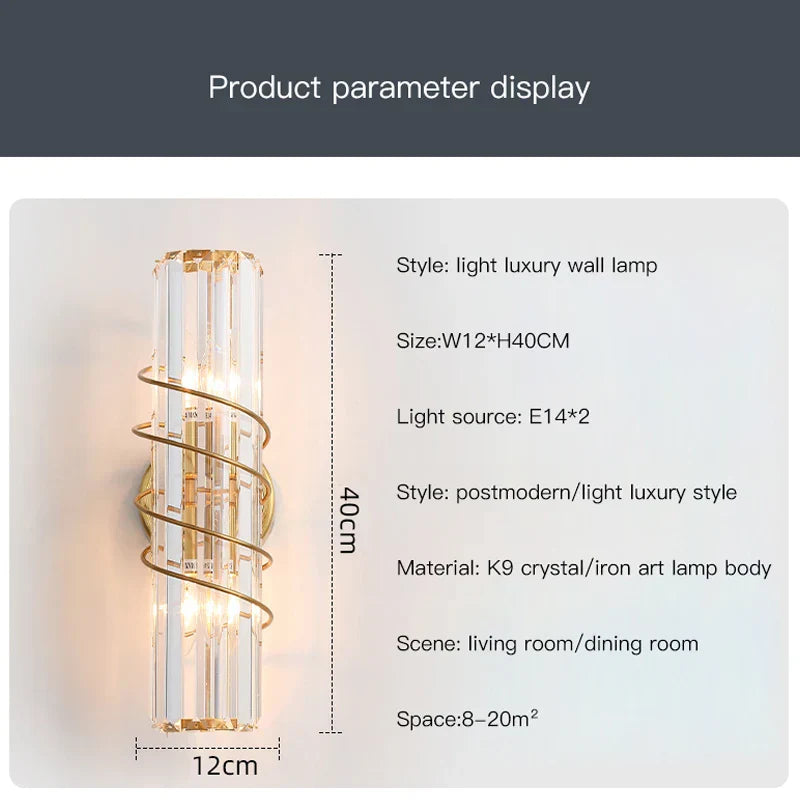 Ella's Nordic Minimalist Crystal Wall Lamp - Stylish Lighting for Your TV Background and Aisle