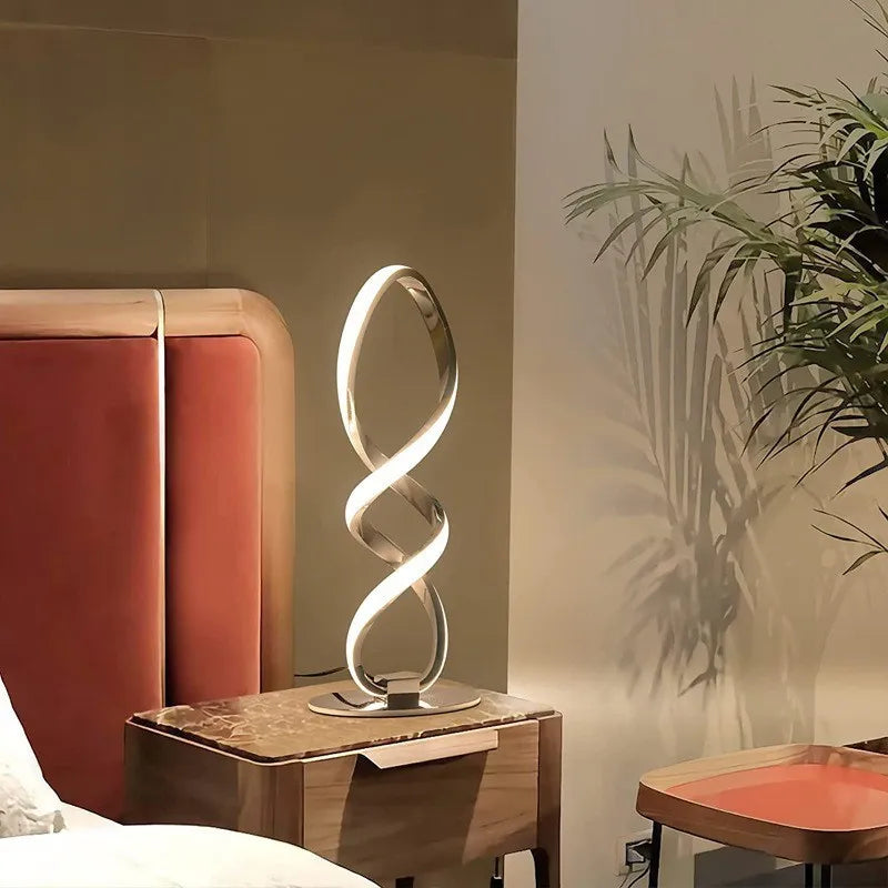 Modern Silver LED Table Lamp - Luxury Adjustable Brightness for Bedroom, Study, and Home Decoration