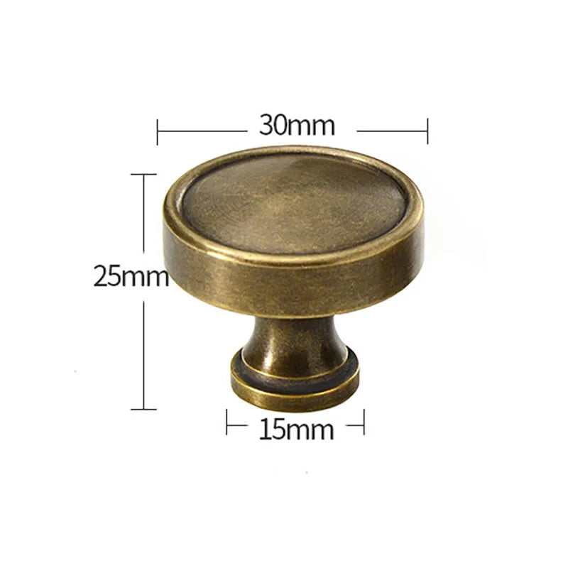 Antique Brass Round Cabinet Knobs – Vintage Drawer, Wardrobe, and Cupboard Pulls