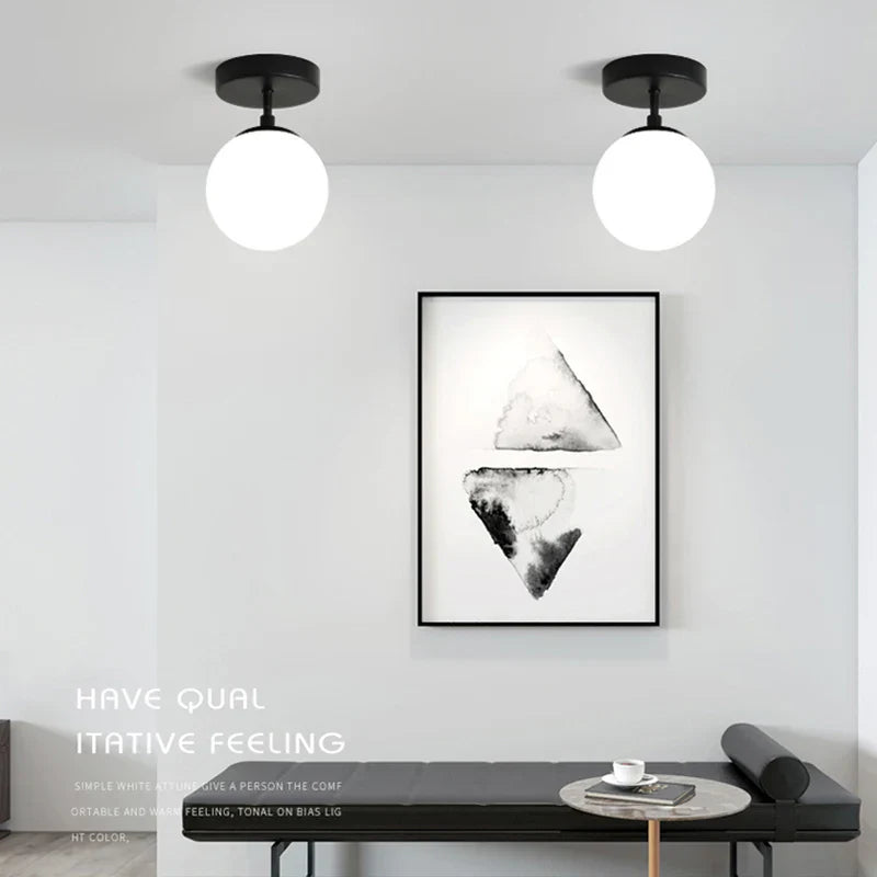 Modern Round Glass Ball Ceiling Lamp - Aisle and Corridor Surface Mounted Decor Ceiling Lights with Milky Frosted Glass Cover (G9/E27)