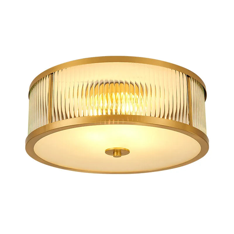 Elegant American Seiko Pure Copper Ceiling Light - Modern Minimalist LED Round Lamp for Bedrooms, Living Rooms, and Dining Areas
