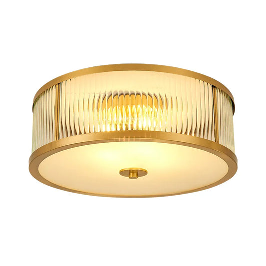 Elegant American Seiko Pure Copper Ceiling Light - Modern Minimalist LED Round Lamp for Bedrooms, Living Rooms, and Dining Areas