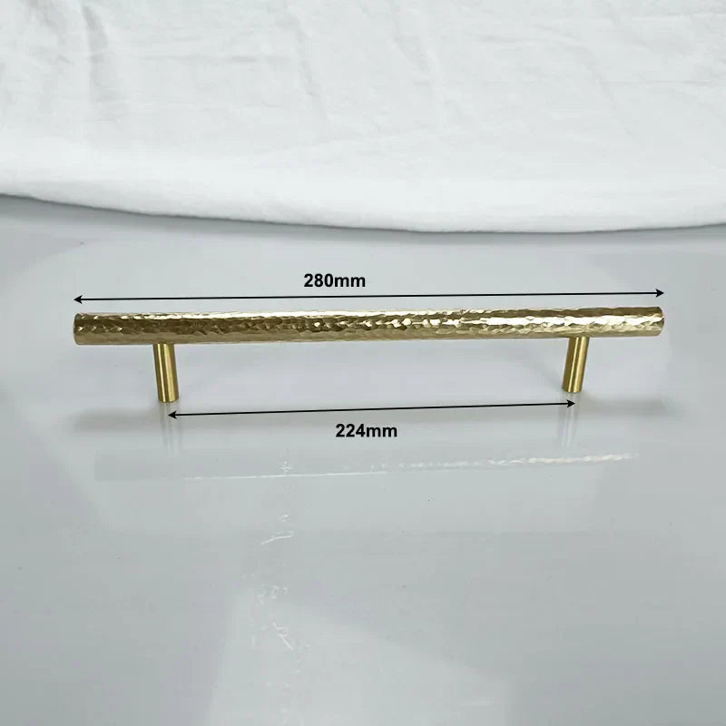 Hammered Brass Cabinet Handles – Light Gold Wardrobe Knobs and Drawer Pulls for American/Nordic Furniture
