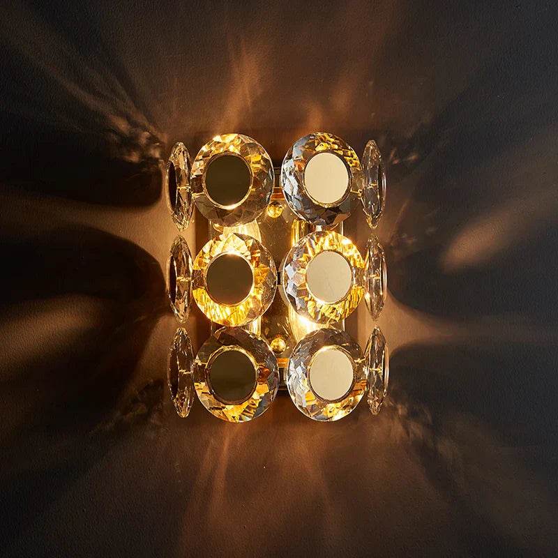 Nova New Design Creative Round Crystal Wall Lamp Art Sun Modeling Background Wall Hallway Stairwell Lighting Modern Led Wall Lamp