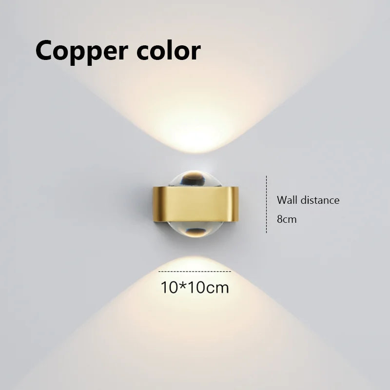 Square Copper Bedroom Wall Lamp - Modern High-End Luxury LED Light for Living Room, Double Head Atmosphere Spotlights, and Sconce Decoration