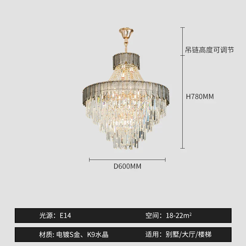 High-End Crystal Chandelier - Artistic Lighting for Living and Dining Spaces, Luxury Hotels, and Duplex Homes
