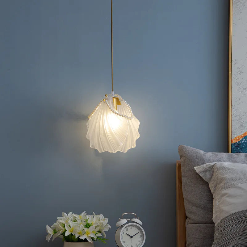Elegant French Pastoral Pearl Shell Chandelier - A Modern Minimalist Fixture for Master Bedrooms, Aisles, and Bars