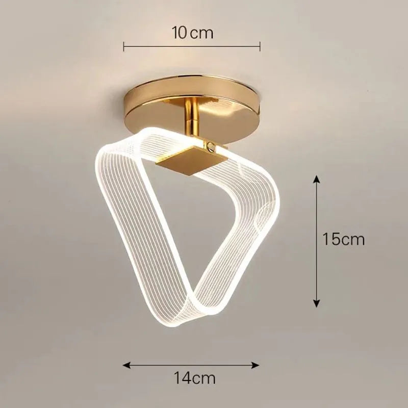 Modern LED Ceiling Light - Acrylic Geometry Linear Decoration Lamp in Black and Gold for Bedroom, Living Room, Corridor, and Indoor Home Fixture
