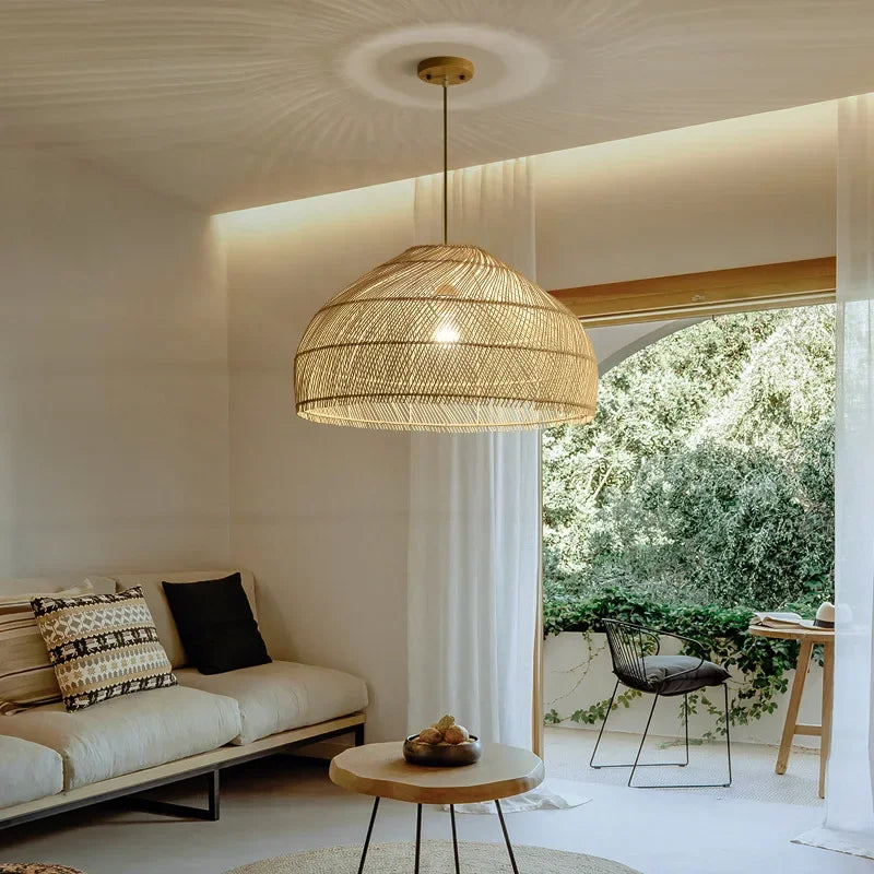 Modern Creative Handcrafted Rattan Art Lampshade Chandelier - Designer-Inspired Lighting Fixtures for Restaurants, Bedrooms, Tea Rooms, and Decor