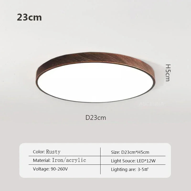 LED Ultra-thin Ceiling Lamp - Nordic Wooden Decorative Lamp - Perfect for Bedroom, Living Rooms, Balcony, and Corridor - Modern Iron and Acrylic Lighting Fixture