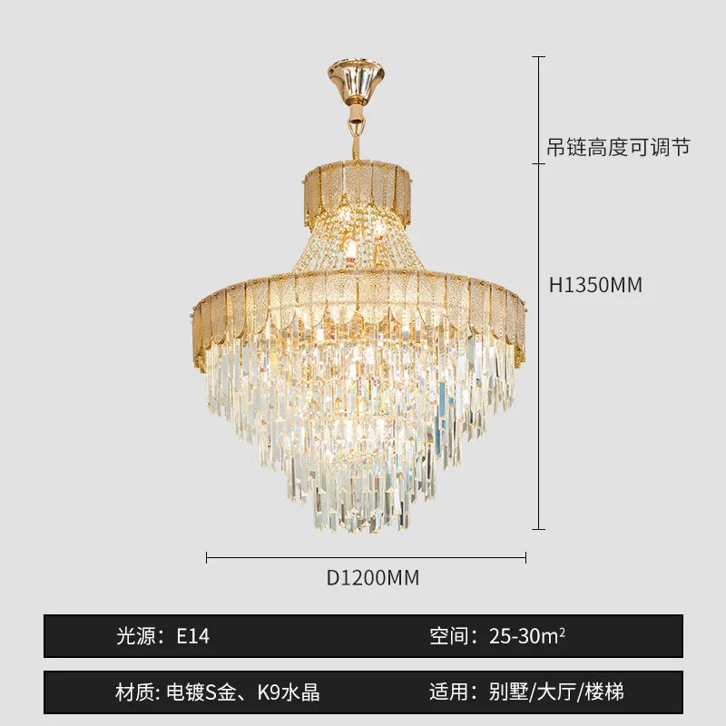 High-End Crystal Chandelier - Artistic Lighting for Living and Dining Spaces, Luxury Hotels, and Duplex Homes