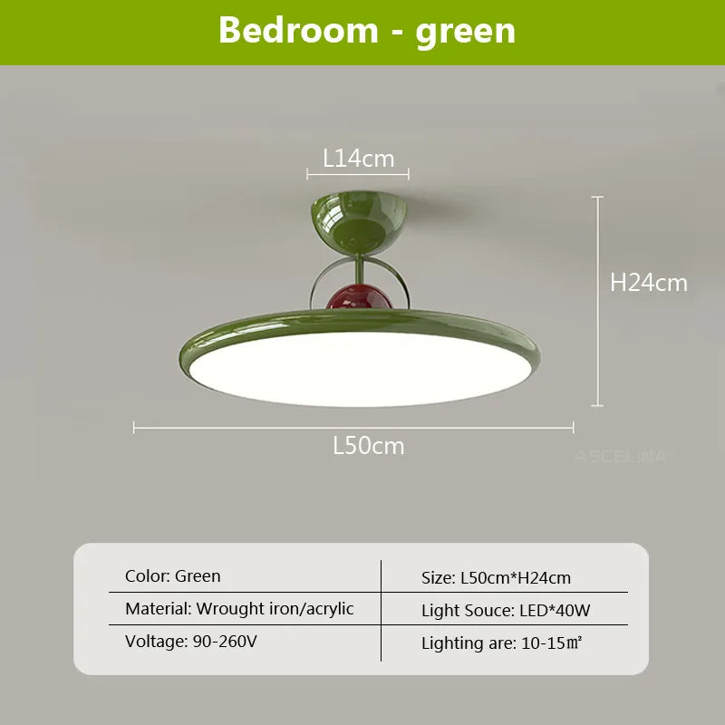 Nordic LED Ceiling Light - Cream Iron Flying Saucer Lamp for Living Room, Bedroom, Study Room, and Hallway