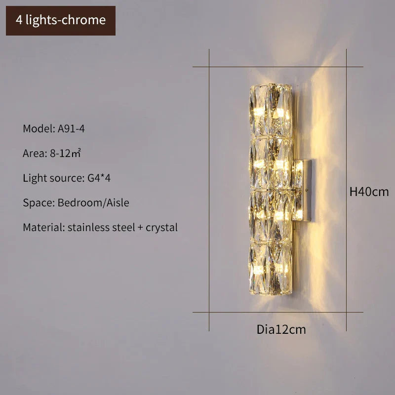 Elena - Modern Simple Light Luxury High-end Crystal Wall Lamp Living Room TV Background Wall Corridor Bedroom Bedside Long Wall Lamp