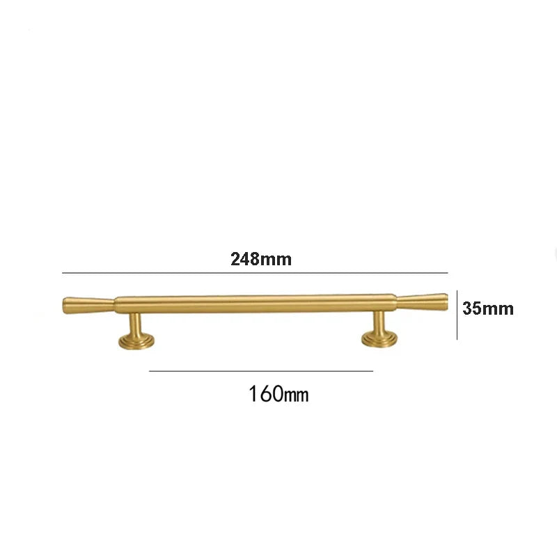 Brushed Gold Brass Cabinet Handles – Modern Knobs and Bar Pulls (50mm-280mm)
