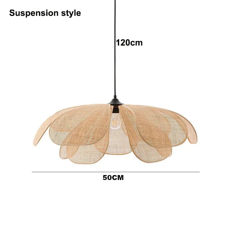 Designer Handmade Rattan Flower Chandelier - Rustic Elegance for Your Living and Dining Spaces