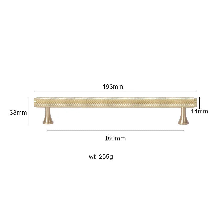 Gold Knurled Brass Kitchen Cabinet Handles – T-Bar Drawer Pulls and Copper Knobs (14mm Diameter)