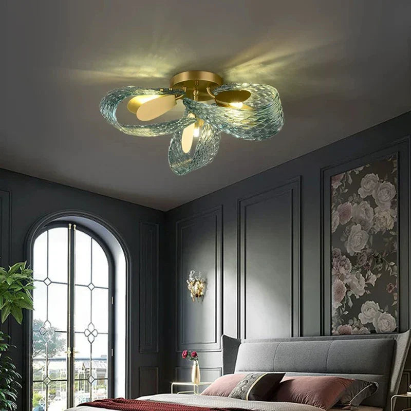 Modern Glass Decorative Ceiling Lights - Light Luxury Design in Yellow, Copper, and Blue for Bedrooms, Living Rooms, and Dining Areas